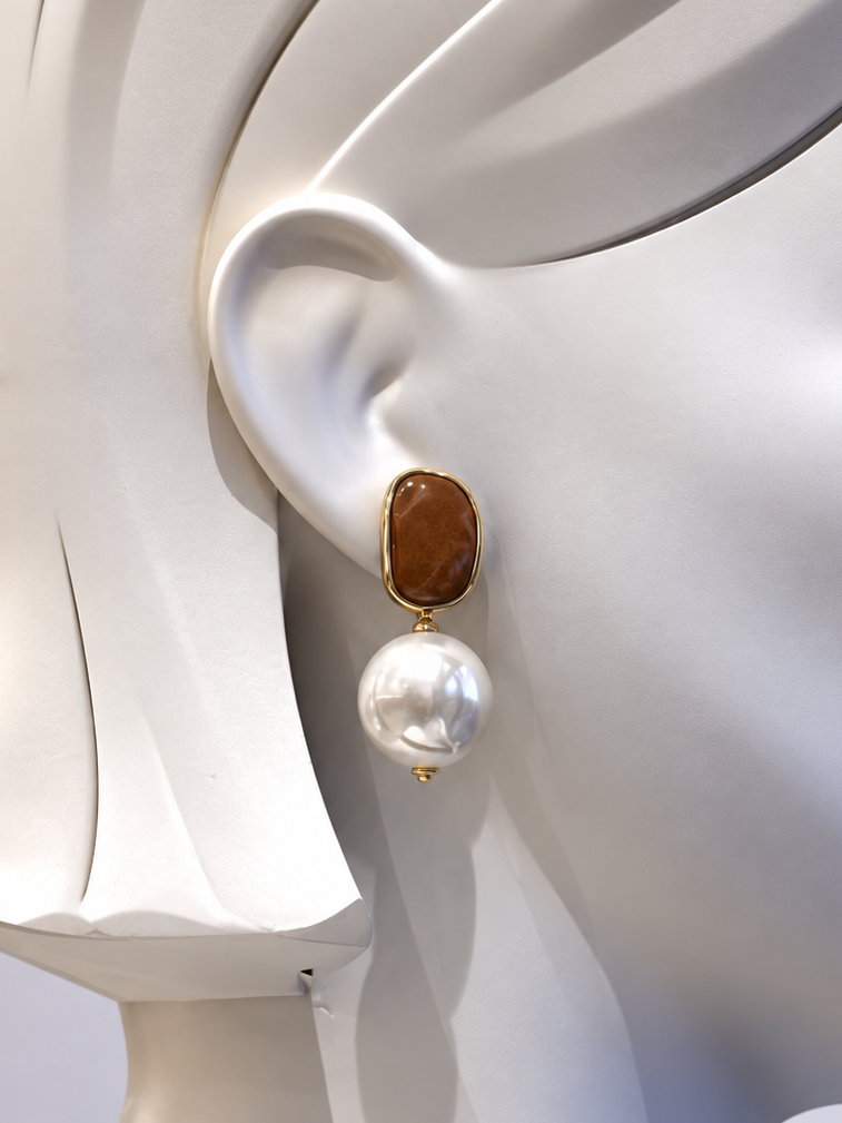 Modern Pearl Drop Earrings
