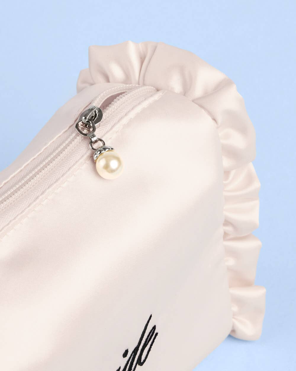 Embroidered Bride Satin Cosmetic Bag