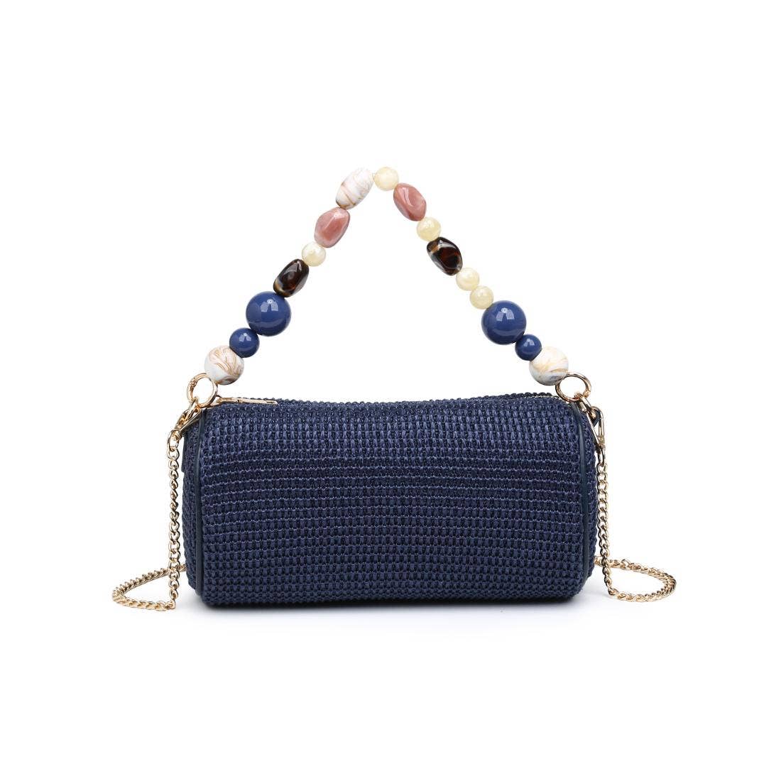 Navy Straw Bag