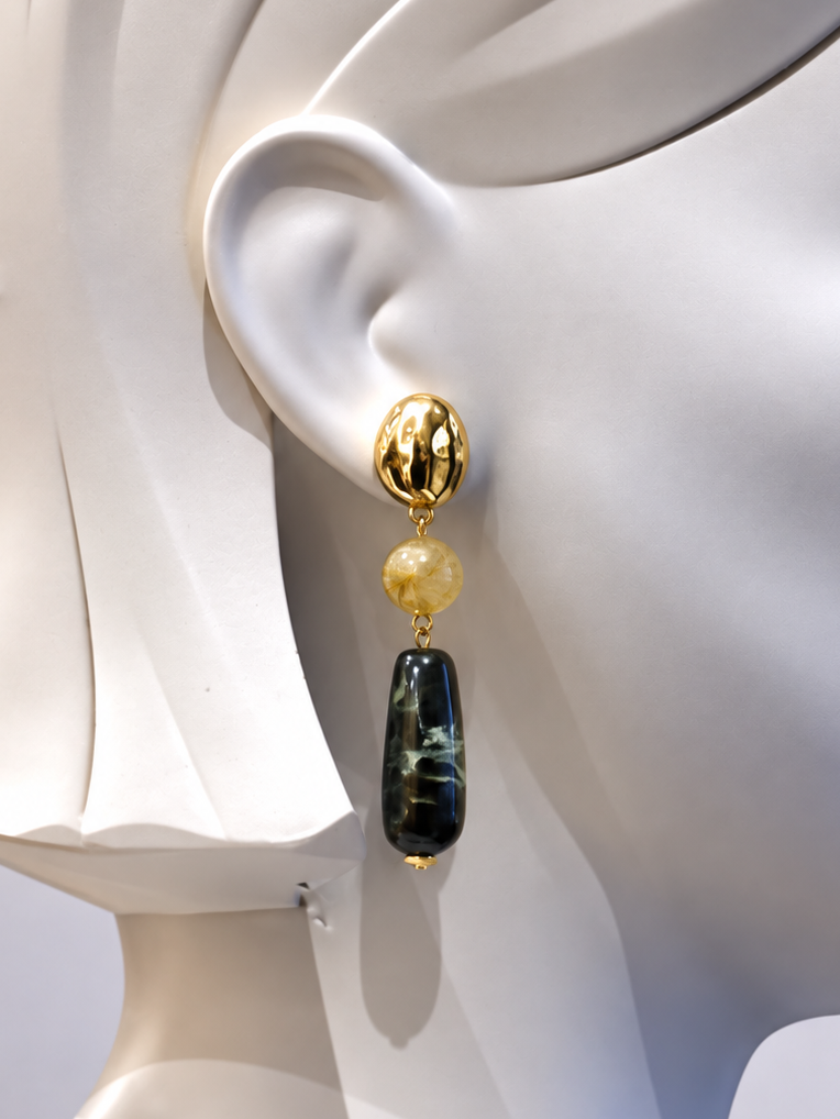 Gold Stone Drop Earrings