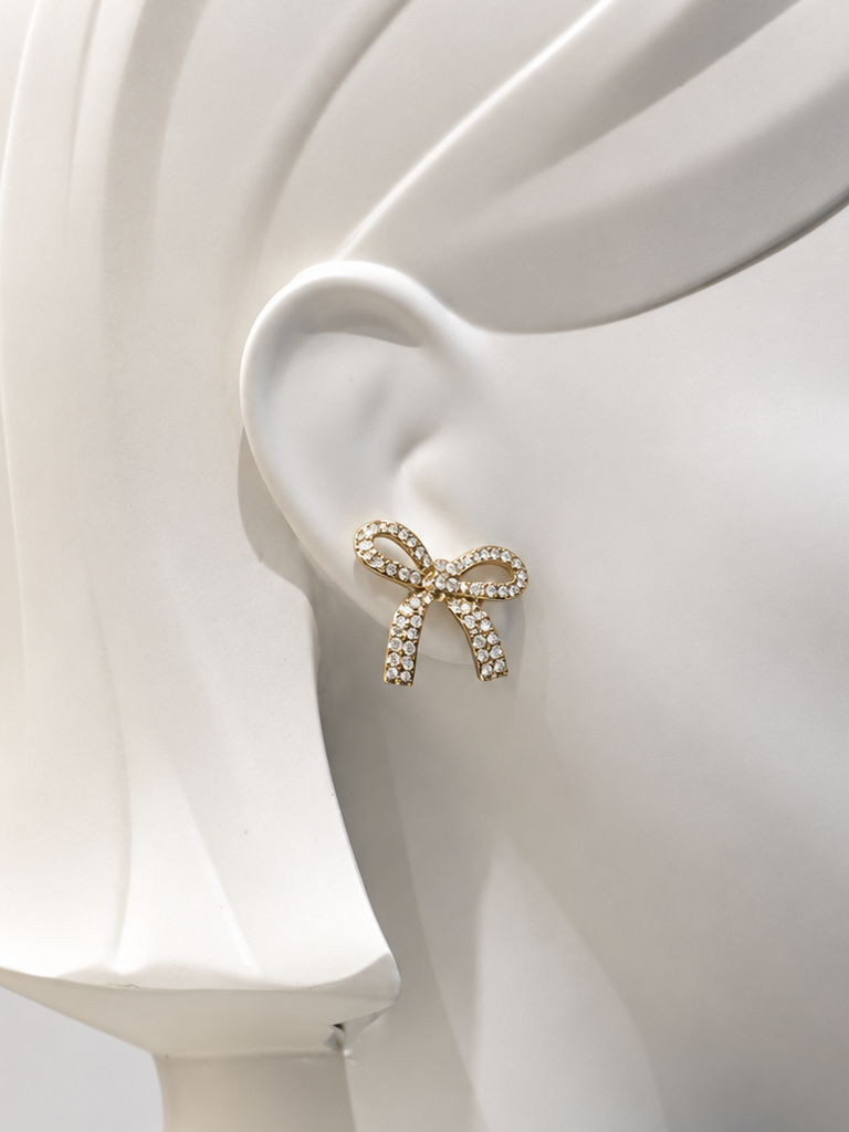 Rhinestone Bow Earrings