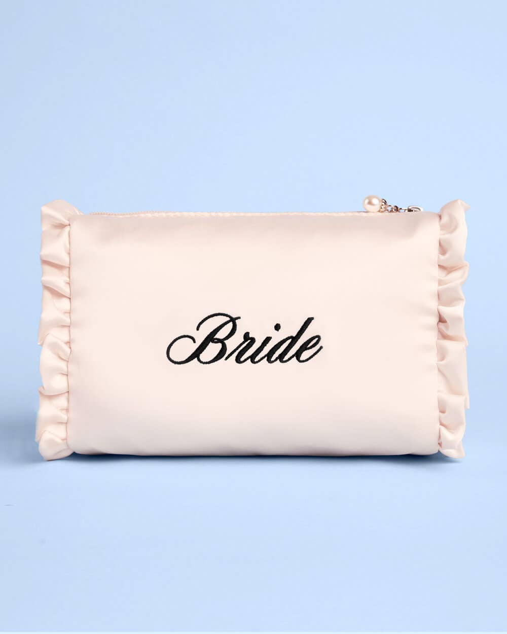 Embroidered Bride Satin Cosmetic Bag