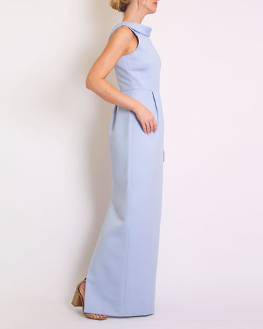 bhldn amelia satin dress BHLDN Amelia Deep-V Flutter-Sleeve Satin A-Line Gown