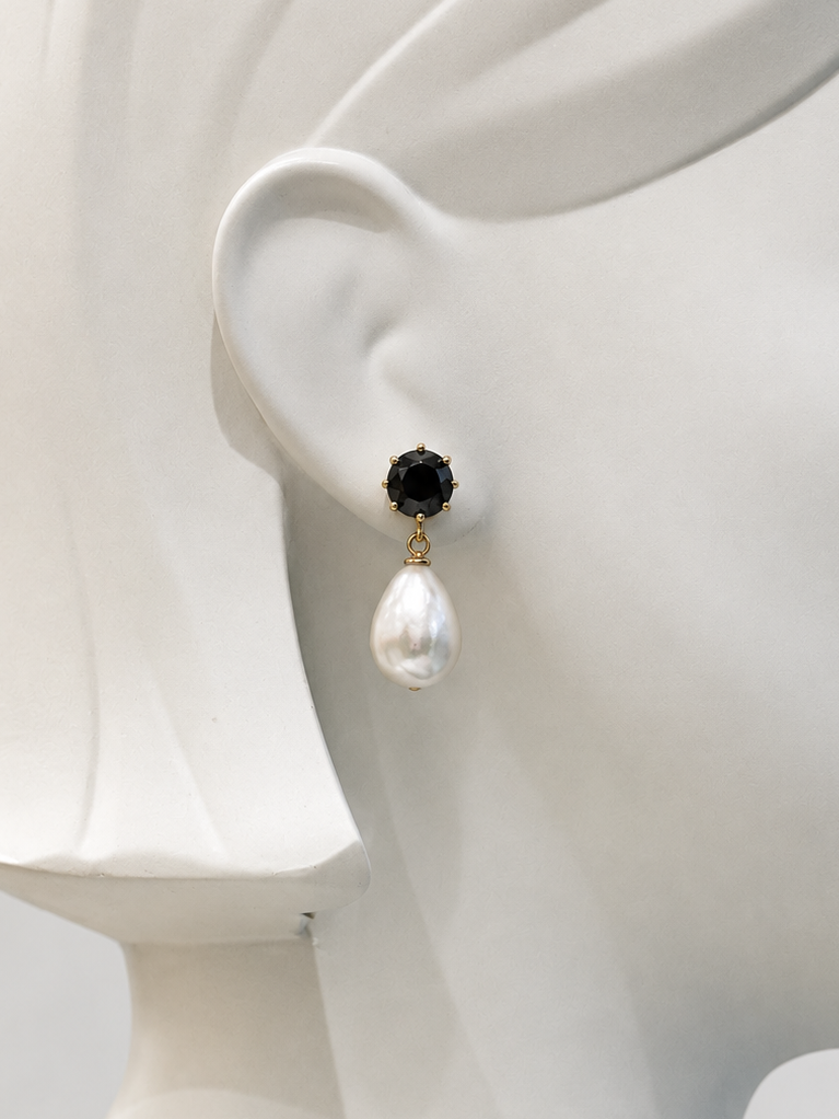 Onyx & Pearl Earrings