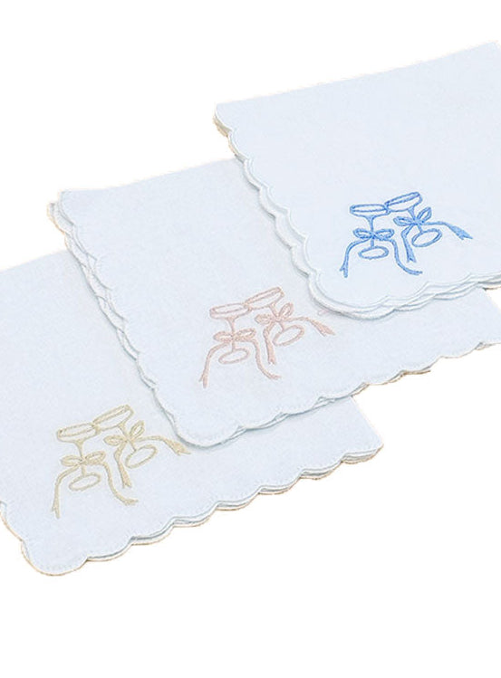 Champagne Glass Embroidered Handkerchief