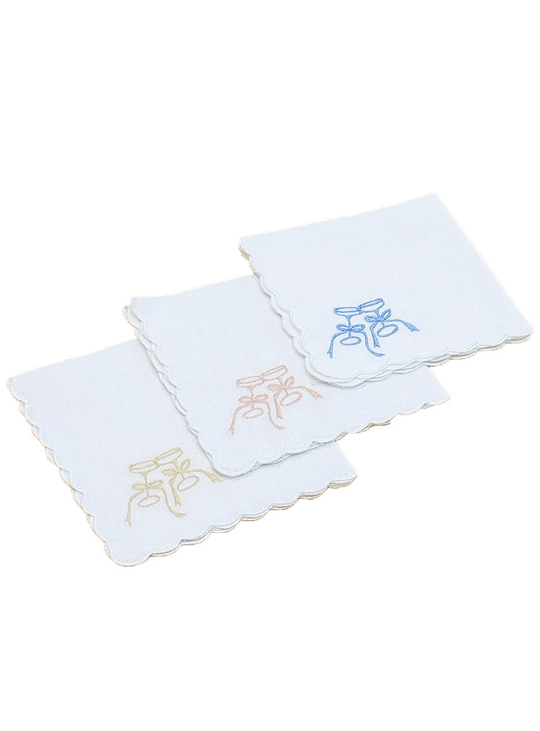 Champagne Glass Embroidered Handkerchief