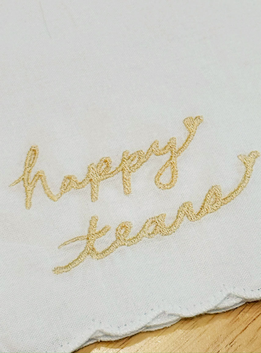 Happy Tears Embroidered Handkerchief