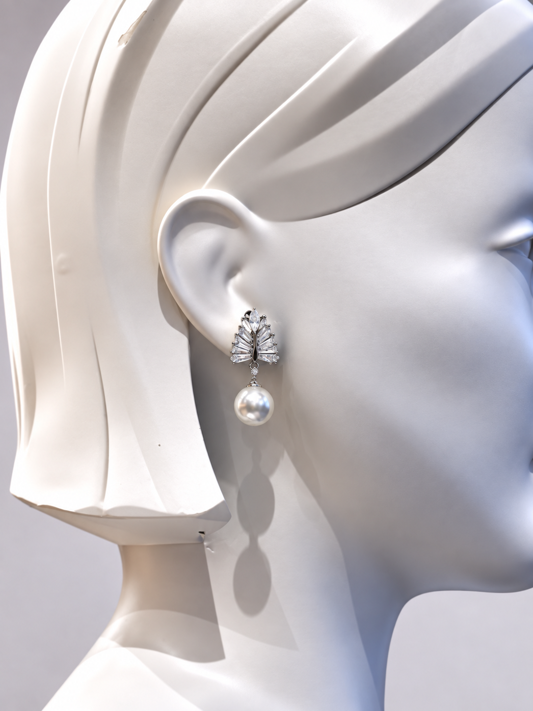 Crystal Leaf & Pearl Earrings