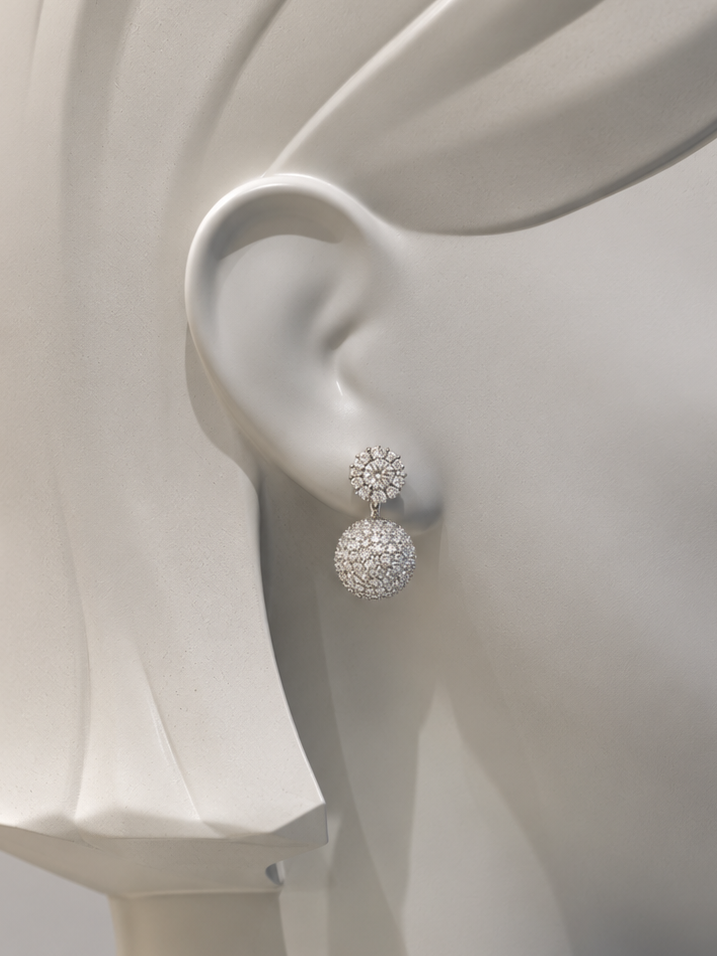 Silver Rhinestone Circle Earrings
