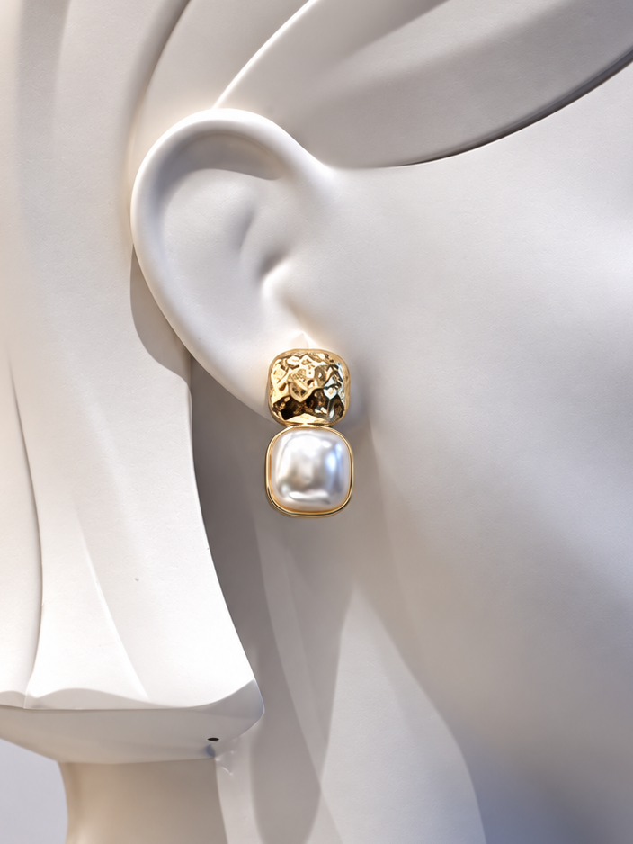 Gold Square Earrings