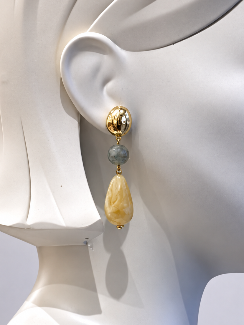 Gold Stone Drop Earrings