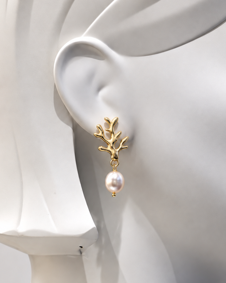 Coral Pearl Earrings