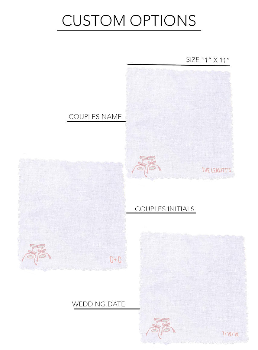 Champagne Glass Embroidered Handkerchief