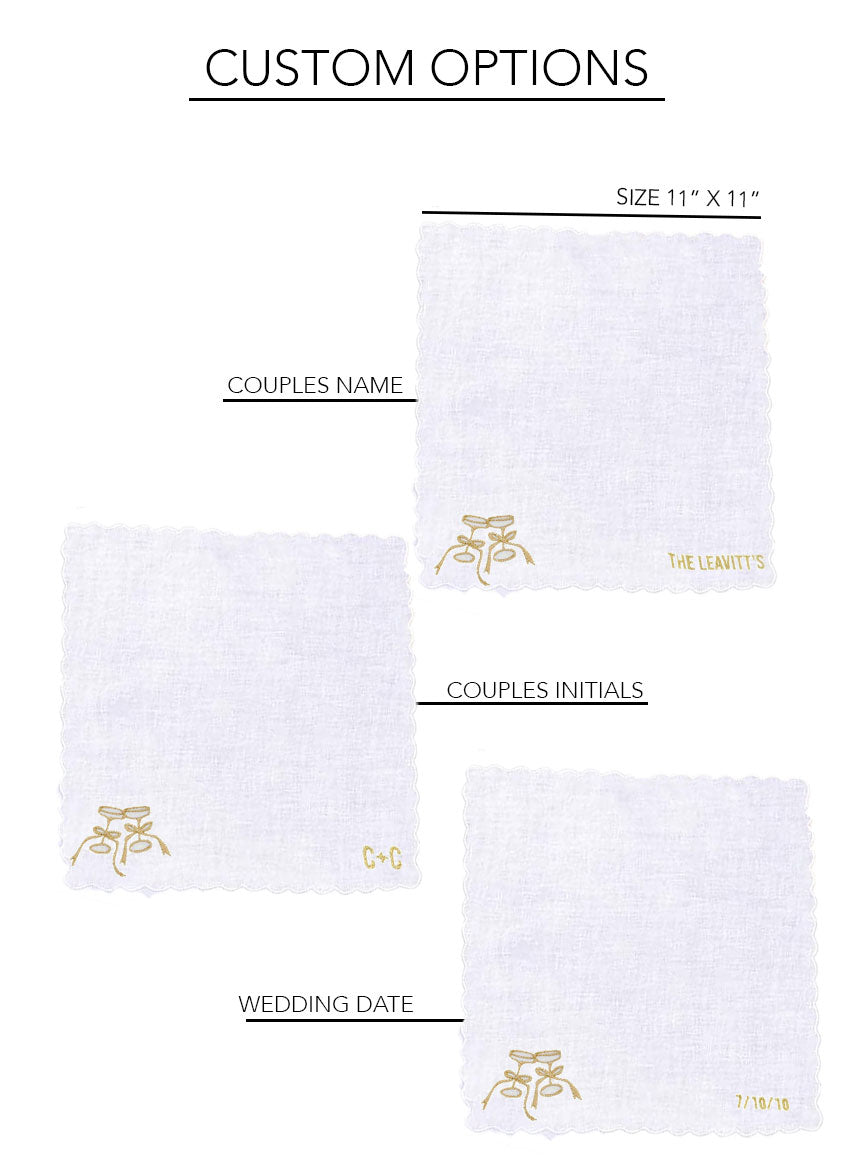 Champagne Glass Embroidered Handkerchief