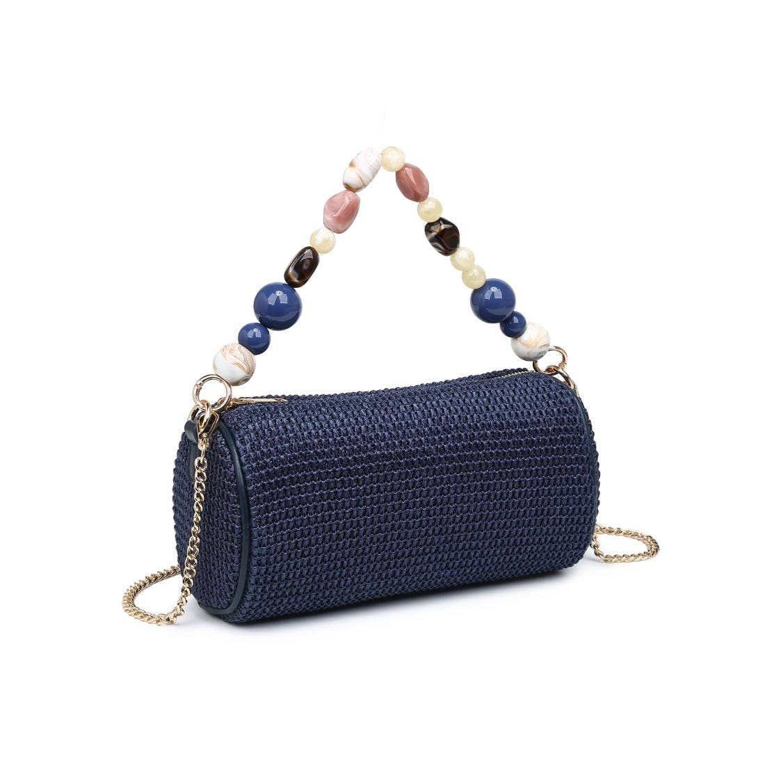 Navy Straw Bag