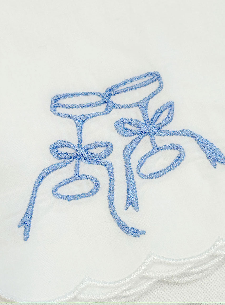 Champagne Glass Embroidered Handkerchief